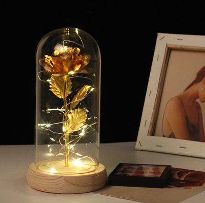 Rose Flower In Glass (LED Light)