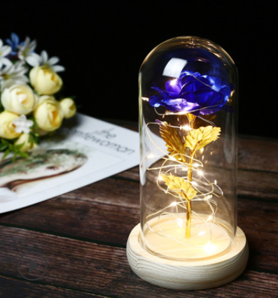 Rose Flower In Glass (LED Light)