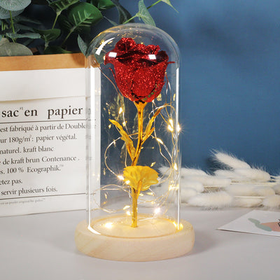 Rose Flower In Glass (LED Light)