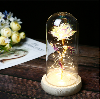 Rose Flower In Glass (LED Light)