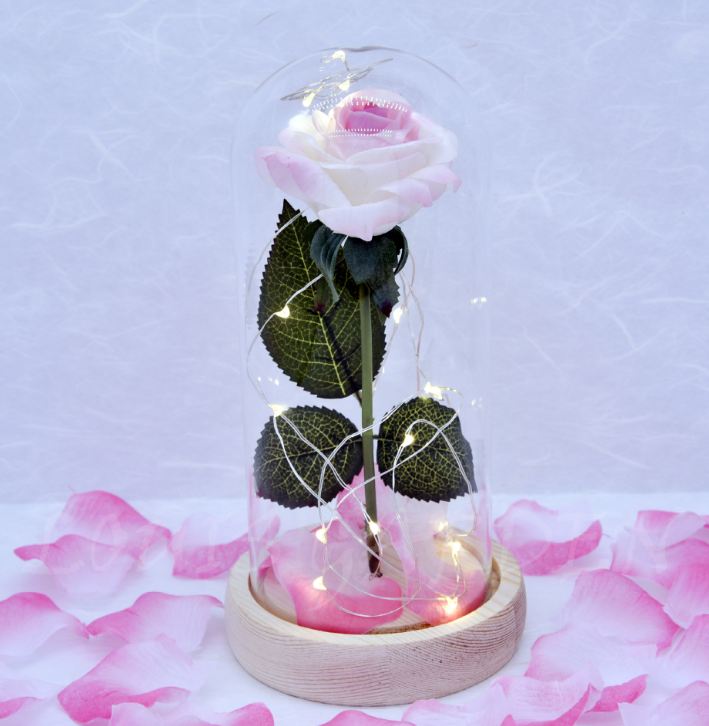 Rose Flower In Glass (LED Light)