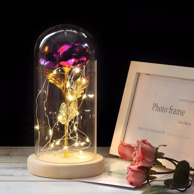 Rose Flower In Glass (LED Light)