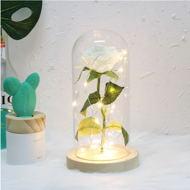 Rose Flower In Glass (LED Light)