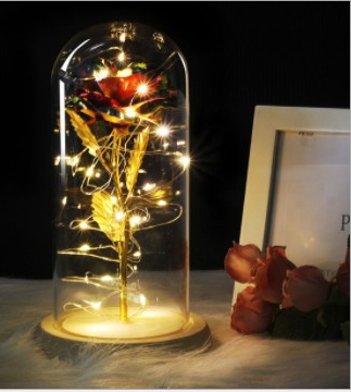 Rose Flower In Glass (LED Light)