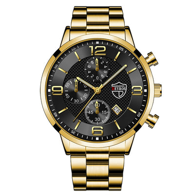 Luxury Men Gold Bracelet Business Watches Stainless Steel Quartz Watch